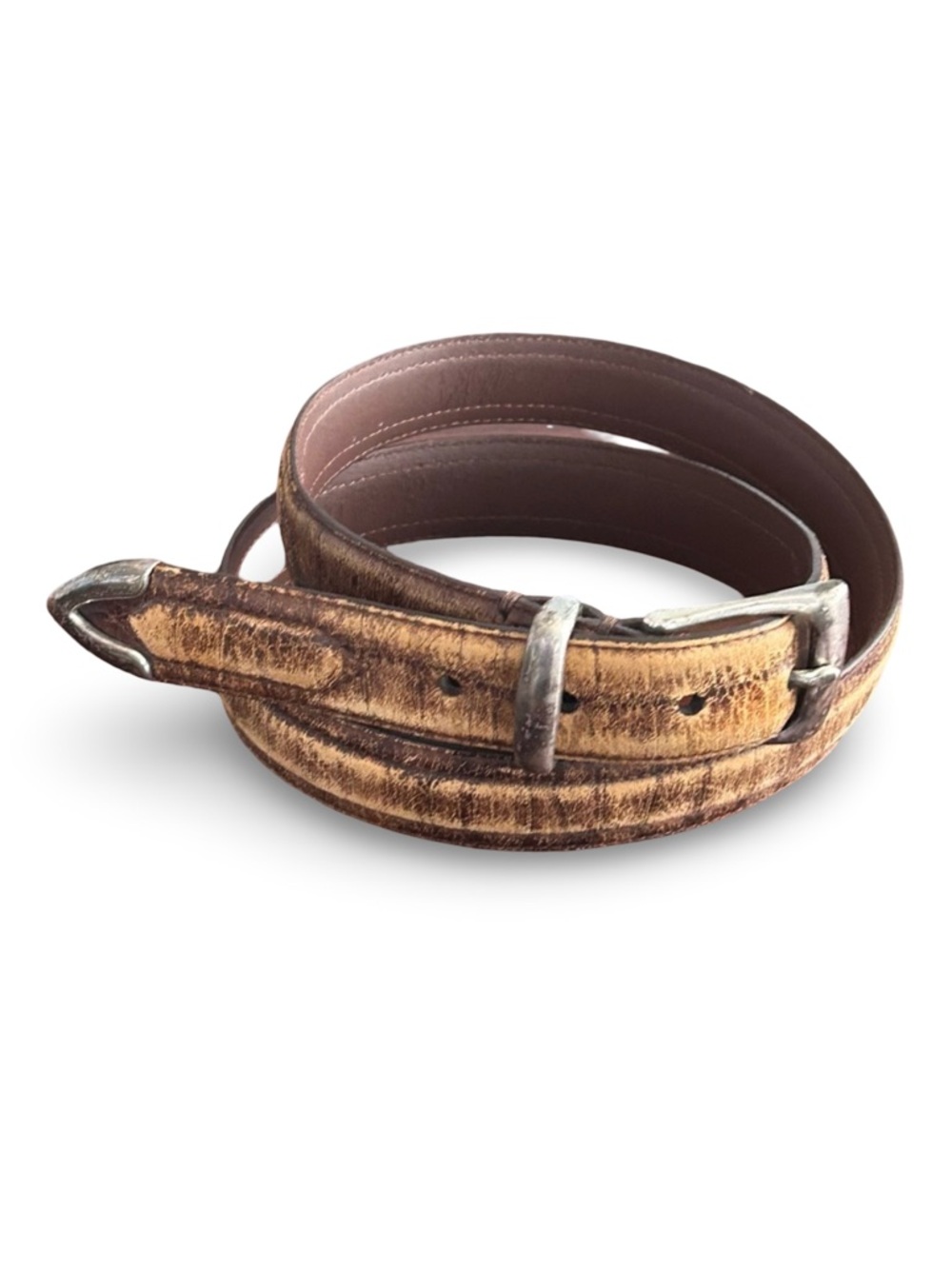 Fossil Vintage Italian Full Grain Cowhide Tan Leather Belt Size 36